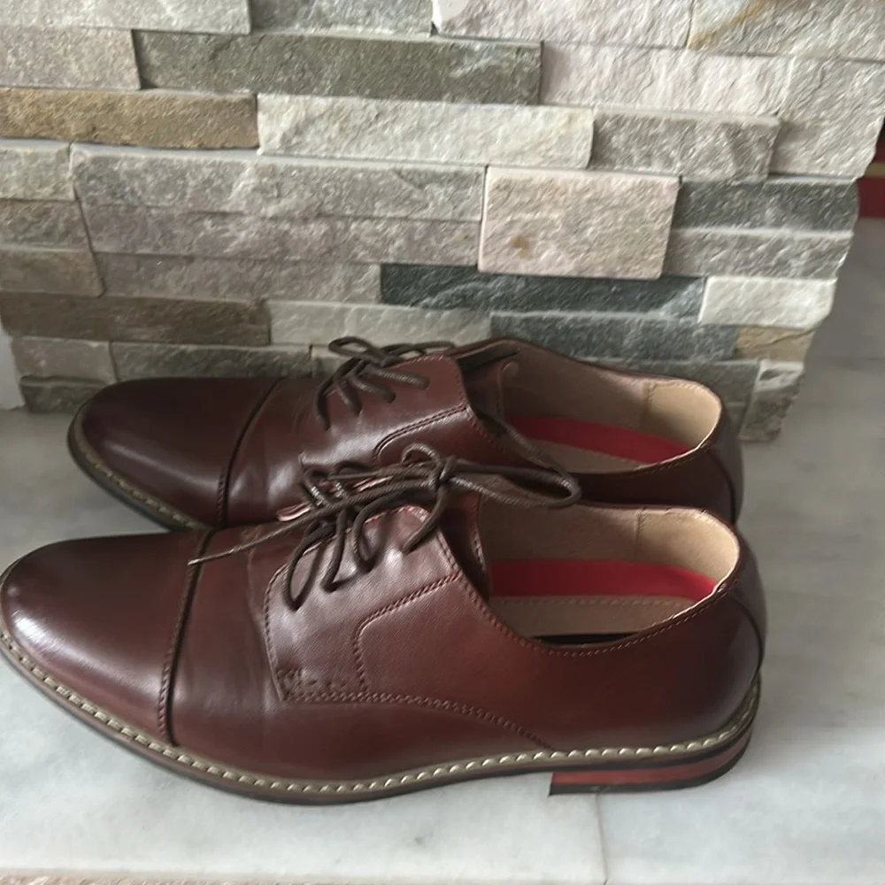Bruno Marc Brown Leather Men's Dress Shoes Size 9